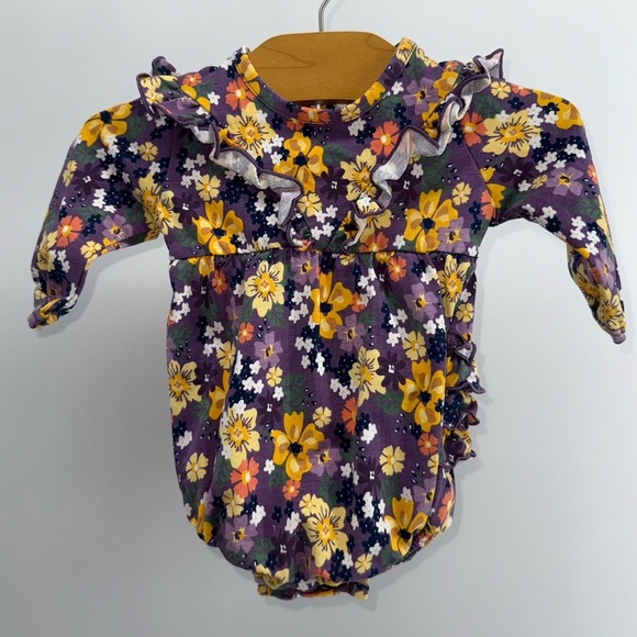 Ruffle Butts Purple Floral Baby Romper - Picture 1 of 4